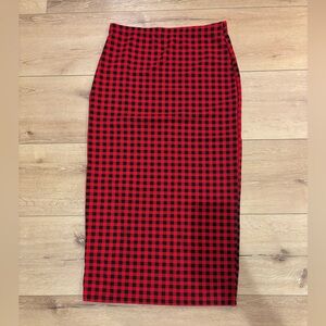 New SHEIN Curve Black and Red Buffalo Plaid Stretchy Pencil Skirt XL